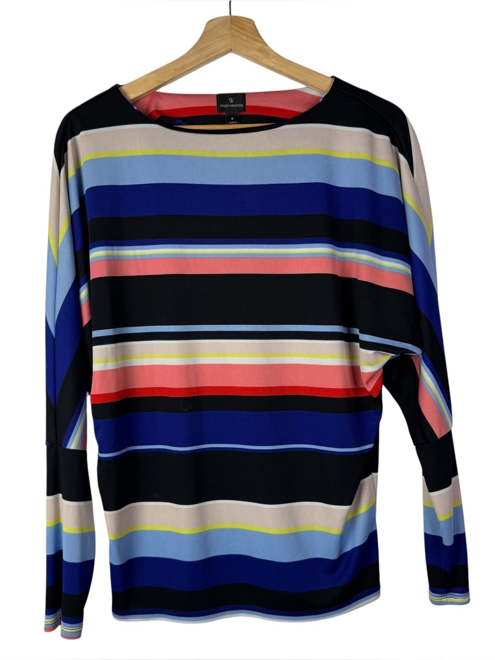 Worthington Multicolor Stripe Dolman Long Sleeve Blouse S
